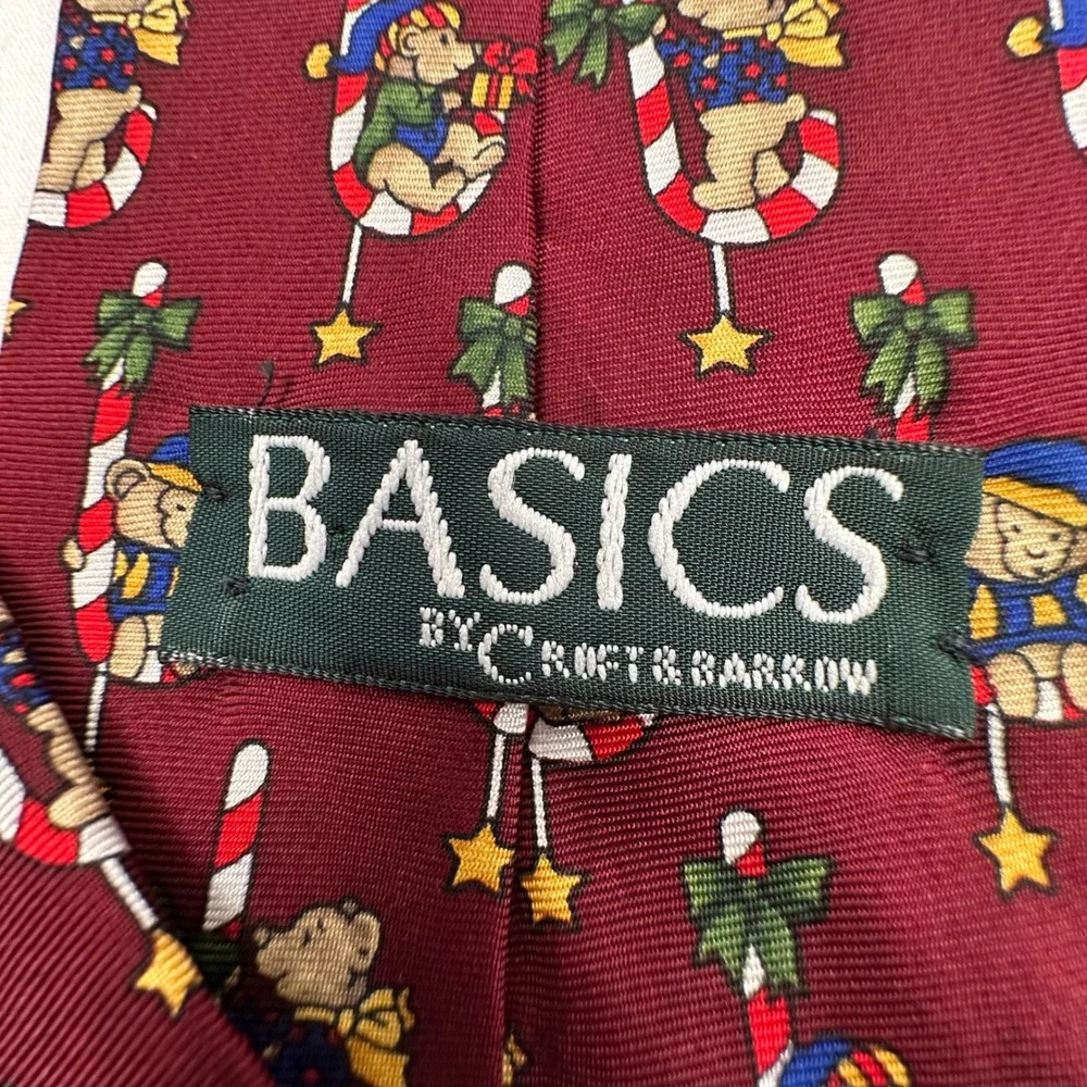 Christmas Tie Necktie Holiday Teddy Bear Candy‎ Cane Silk by Croft and Barrow